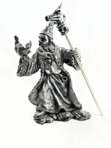 5&quot; Resin Wizard Holding Baby Dragon &amp; Dragon Skull staff - Mythical Legends - $5.99