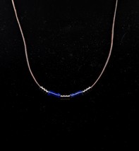 UBU Handmade Brown Leather Cord Necklace Stainless Steel Metal Blue Lapis - £14.79 GBP