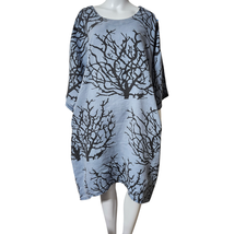 Amore Amaro Kaftan OS Bohemian Oversized Artsy Dress Tree Pattern Tunic - $70.63