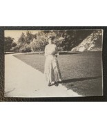 Black And White Photo Of  Lady At Busche Gardens 1930's - $7.50