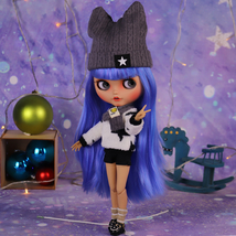 Blythe Doll BJD Joint Body Blue Hai Tan Skin Anime Girl Doll Kids Christmas Gift - $90.99+