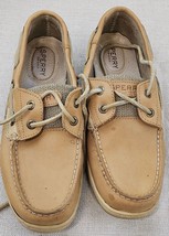 Sperry Bluefish Eye Boat Shoe Women 7M Leather Linen 9276619 Top Sider Flat - $17.50