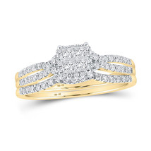 10kt Yellow Gold Princess Diamond Bridal Wedding Ring Band Set 1/2 Cttw - £642.17 GBP