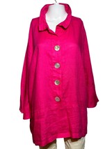 John Mark Shirt Women&#39;s Large Pink Blouse Wired Collar Buttons Bohemian Linen - £27.47 GBP