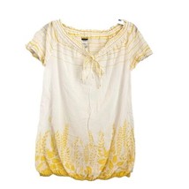 PATAGONIA White &amp; Yellow Floral Design Organic Cotton Blouse Womens Medium  - £21.92 GBP