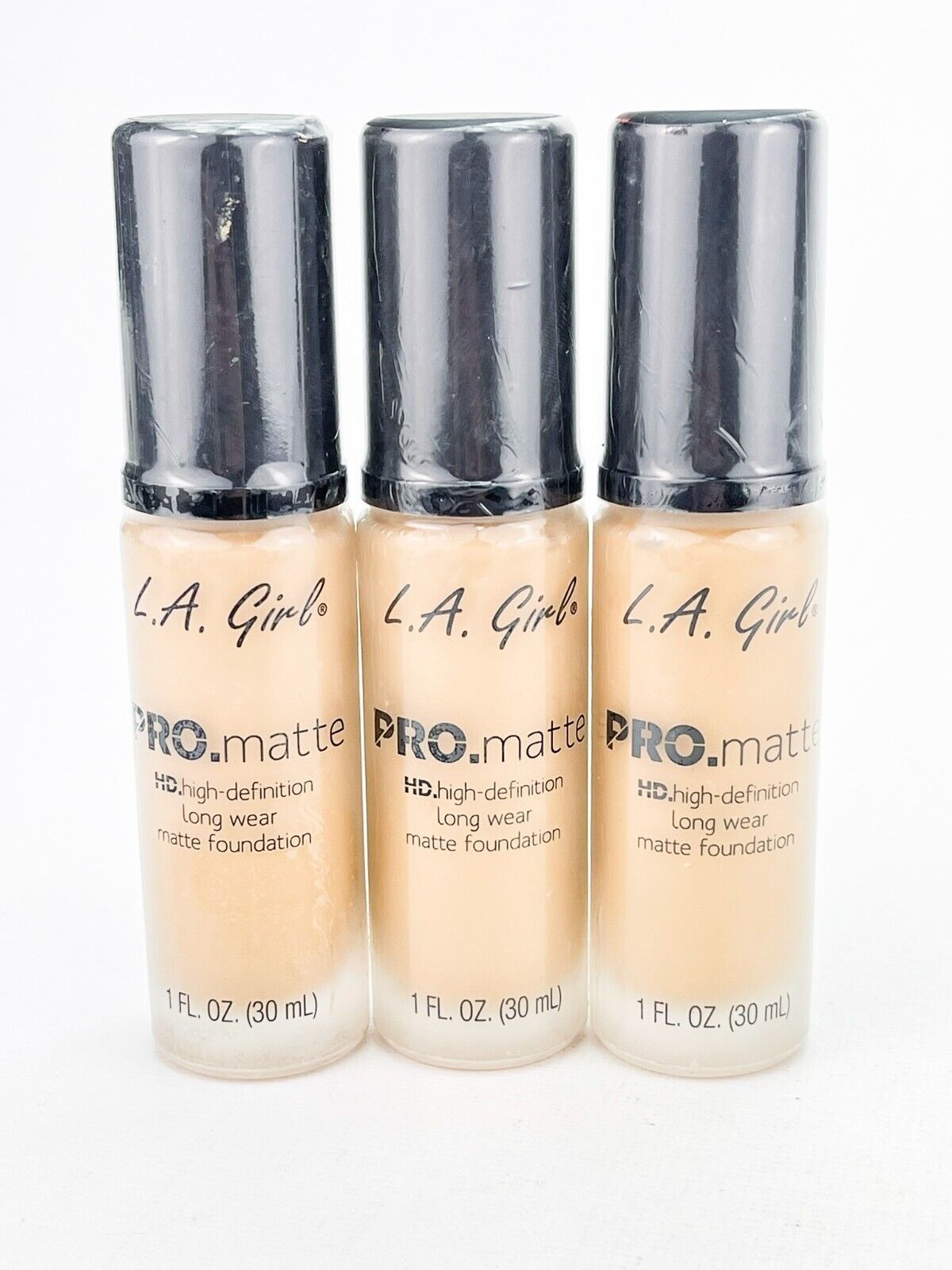 LA Girls Pro Matte Long Wear Liquid Foundation Light Tan Lot of 3 1oz - $14.46