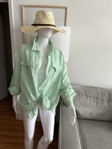 Old Navy Linen Lime Green Boho Summer Beach Unisex Shirt Size XXL - $25.00