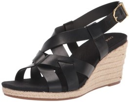 Cole Haan Womens Crystal Wedge Sandal 70MM Black Glazed Leather W23573 S... - $75.24