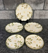 Temp-tations Old World Green 3 Scalloped Floral Salad &amp; 2 Floral Bread Plates - £17.32 GBP