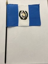 New Guatemala Mini Desk Flag - Black Wood Stick Gold Top 4” X 6” - £3.99 GBP