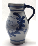 Vintage 8&quot; Stoneware Pottery Pitcher With German Inscription - Made In G... - $14.98