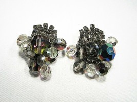 Estate Vintage AB Crystal Rhinestone Dangle Earrings C2535 - £19.23 GBP