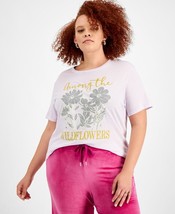 MSRP $29 Love Tribe Trendy Plus Wildflowers Graphic T-Shirt Light Purple Size 2X - £10.70 GBP