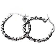 Anyco Fashion Earrings Silver Twisted Circle for Women 925 Sterling Minimalist - £28.28 GBP
