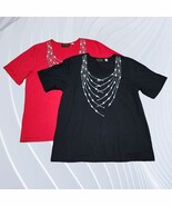 Lot of 2 - Women&#39;s Bob Mackie Wearable Art Size M Pullover Blouses/Tops QVC - $17.41
