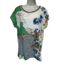 carla ferroni womens size M Floral metallic Short Sleeve Blouse - $14.84