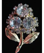 Vintage Prong Set Layered Blue Rhinestone Flower Brooch Pin 1.5&quot; 1950-19... - $24.61 CAD