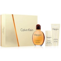 Calvin Klein Obsession Cologne 4.0 Oz Eau De Toilette Spray 3 Pcs Gift Set - £78.96 GBP