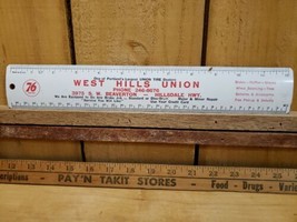  VTG Union 76 &amp; West Hills Union Tires Portland, OR 12&quot; Metal Ruler Advertising - £14.19 GBP