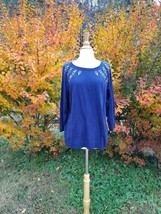 Apt.9 women  navy blue embelished shoulder sweater size XL new - £19.46 GBP
