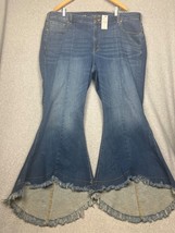Lane Bryant Flare Women’s jeans Wide Leg Mid Rise Fray Hem Plus 26 boho New - £39.04 GBP
