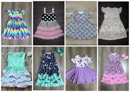 NEW Boutique Baby Girls Dress Lot Size 12-18 M Watermelon Tie Dye Unicorn Tutu - £31.96 GBP