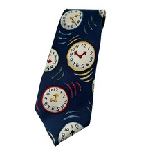 Save the Children Silk Clock Tie Necktie Navy Blue What Time is It Alarm - $18.81