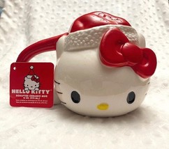 Santa Hello Kitty 16oz Holiday Sculpted Ceramic Mug-NEW - £16.30 GBP