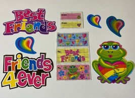 Vintage Lisa Frank Groovy Frog Friends Hearts Notecard Cutouts &amp; Label S... - £10.16 GBP