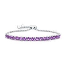 New Year&#39;s Gift 2Ct Lab-Created Amethyst Adjustable Bolo Bracelet in 925 Silver - £56.87 GBP