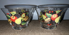 2 Vintage Elements Mid Century  Clear Hand Painted Fruit Dessert Bowls &amp;... - $10.85