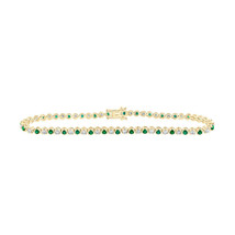 14kt Yellow Gold Womens Round Emerald Diamond Tennis Bracelet 2 Cttw - £1,942.89 GBP