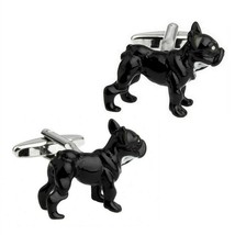 FRENCH BULLDOG CUFFLINKS Black Dog Boston Terrier NEW w GIFT BAG Groom W... - $11.95