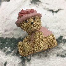 1.5” Teddy Bear In Pink Hat Pinback Pin Brooch Collectible Vintage - £6.20 GBP
