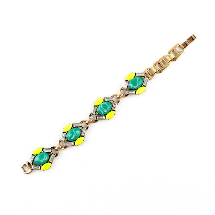 Stella & Dot Style Bright Green + Yellow Link Bracelet - $24.00