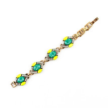 Stella & Dot Style Bright Green + Yellow Link Bracelet - £19.01 GBP