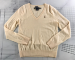 Ralph Lauren Sport Sweater Womens Large Cream Long Sleeve V Neck Merino ... - $25.73