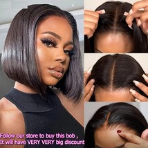 Wear And Go Glueless Straight Bob Wig13x4 Lace Front Human Hair Wigs For... - $95.99