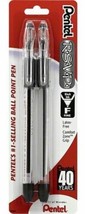 NEW 2-PACK Pentel RSVP Ballpoint Pen .7mm Fine BLACK Ink Clear Barrel BK... - £4.90 GBP