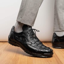 Genuine caiman hornback and original lizard skin Sneaker Shoes Crater Black image 11
