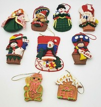 Vintage Christmas Dough Ornaments Lot 9 Penguin Snowmen Angel Toy Soldier Bear - £15.34 GBP