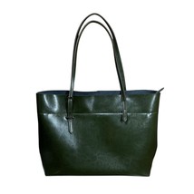 Kattee Green Leather Tote Lg Shoulder Bag Double Handle Purse Triple Com... - €29,89 EUR
