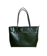 Kattee Green Leather Tote Lg Shoulder Bag Double Handle Purse Triple Com... - $34.64