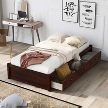 Twin Size Platform Storage Bed With 3 Drawers in Cherry - $9,299.20 MXN