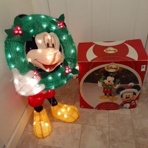 Disney 32&quot; Lighted Iridescent Mickey Mouse with Christmas Wreath Lawn Xm... - £74.70 GBP