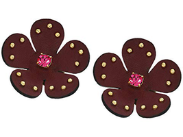 Kate Spade New York Blooming Bling Leather Stud Earrings Burgundy - £38.28 GBP