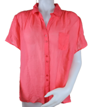 Grand &amp; Greene Coral Crinkle Top Womens XL Short Sleeve Tunic Blouse Sheer Flowy - £17.71 GBP