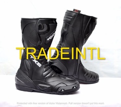 MEN&#39;S Motorcycle Motorbike Leather Boots Racing  Shoes Waterproof ALL SI... - £94.27 GBP