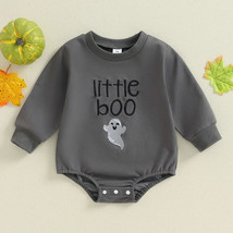 Baby Boys Halloween Romper - Long Sleeve Ghost Embroidery Jumpsuit (0-24M) - £6.06 GBP