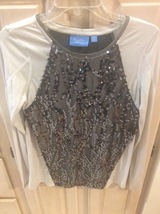 SIMPLY VERA VERA WANG WOMENS BEIGE LONGSLEEVE TOP with SEQUINS - SIZE SM   - $32.39